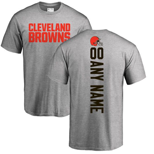Men Cleveland Browns NFL Pro Line Ash Custom Backer T-Shirt